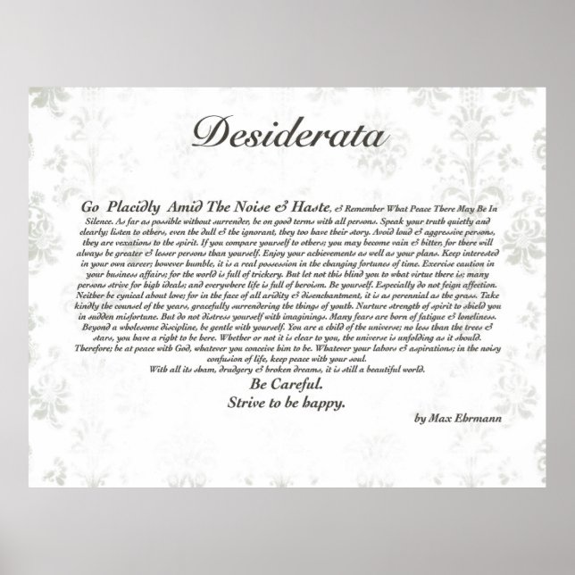 DESIDERATA Poster Art Print (Front)