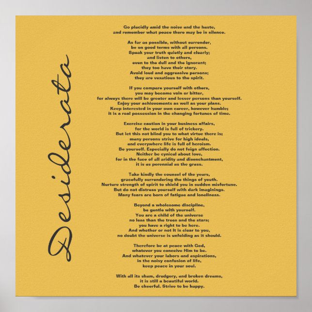 Desiderata Poster - Change Background Colour (Front)