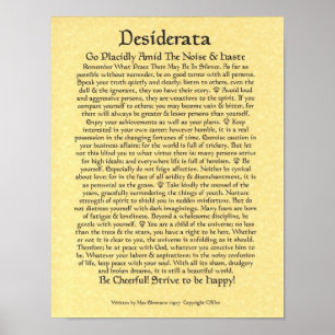DESIDERATA Poster Max Ehrmann Calligraphie médiéva
