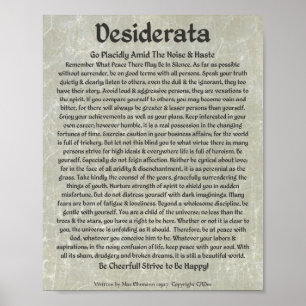 DESIDERATA Poster Max Ehrmann Calligraphie médiéva