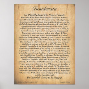 DESIDERATA Poster Max Ehrmann-Embossed Wood Plank