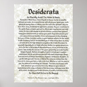 DESIDERATA Poster Max Ehrmann-Medieval Calligraphy