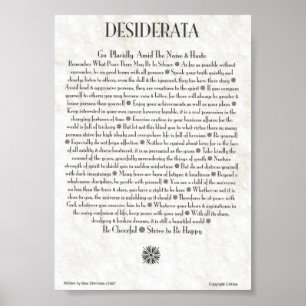 DESIDERATA Poster par Max Ehrmann DE NOMBREUSES TA