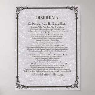 DESIDERATA Poster par Max Ehrmann DE NOMBREUSES TA