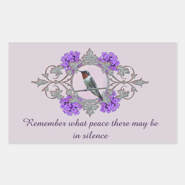 Desiderata Quote and Peaceful Hummingbird Sticker (Front)