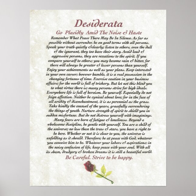 DESIDERATA Red Rosie Poster (Front)
