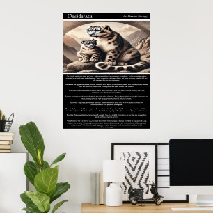 Desiderata: Snow Leopard and Cub Serenity Poster