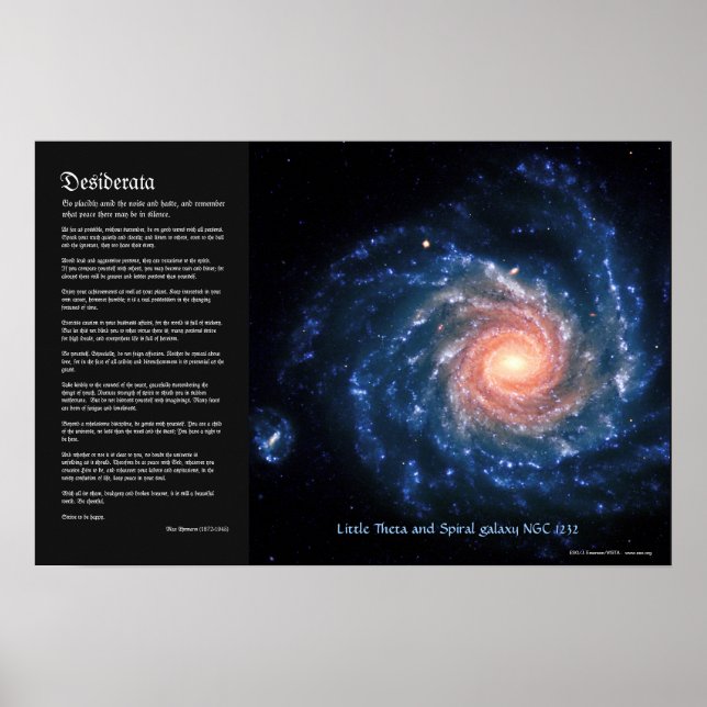 Desiderata, Spiral galaxy NGC1232 and Little Theta Poster (Front)
