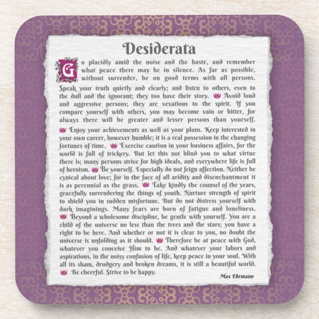 Desiderata - Things desired Coaster (Front)
