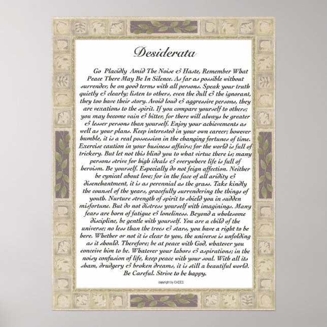 DESIDERATA Tile Trim Poster (Front)