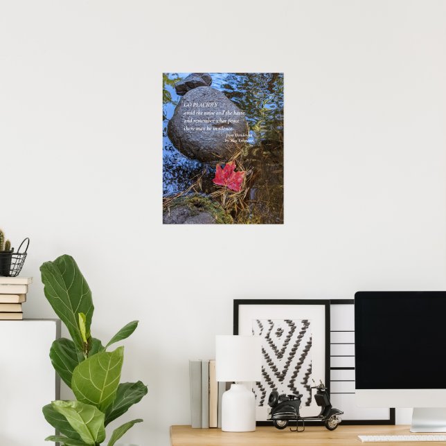 Desiderata Verse with Fallen Leaf on Water Poster (Home Office)