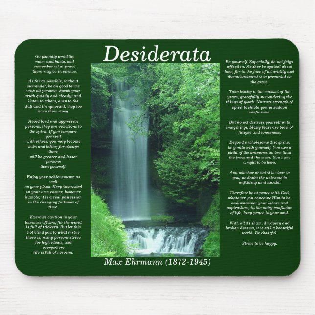 DESIDERATA Water Fall Mousepad (Front)