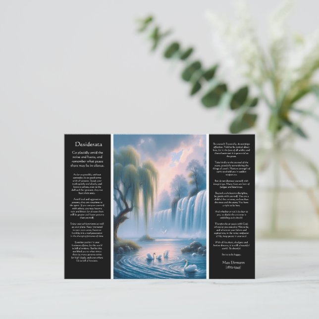 Desiderata Waterfall: Serene Pastel Motion Postcard (Standing Front)