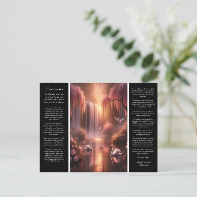 Desiderata Waterfall: Valley of Quiet Dusk Postcard (Standing Front)