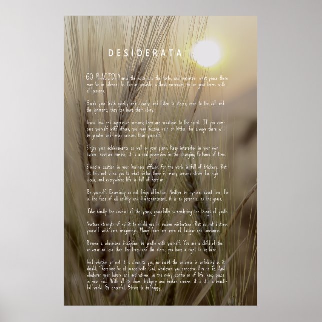 DESIDERATA Wheat Field Poster (Front)