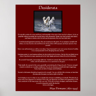 Desiderata white arabian cheval Posters