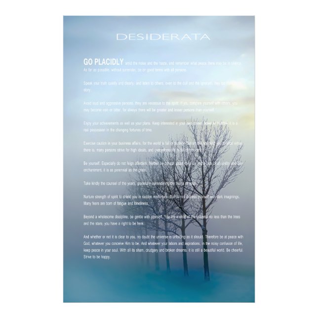 DESIDERATA Winter Trees Photo Print (Front)