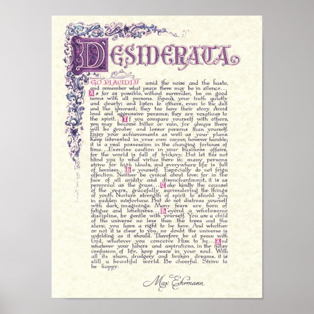 DESIDERATA with Florentine Colours Poster (Front)