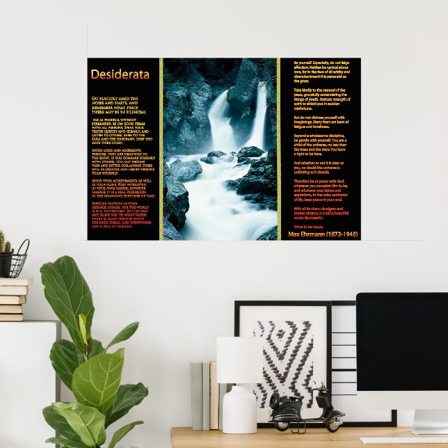Desiderata with Majestic Waterfall Poster (Home Office)