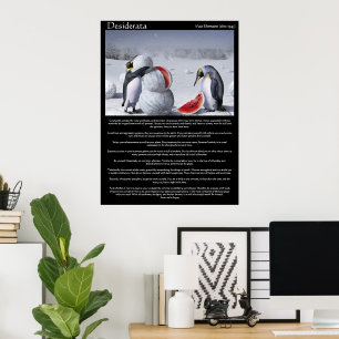 Desiderata with Playful Penguins with watermelon Poster