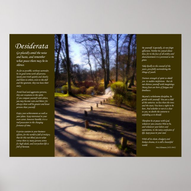 Desiderata - Woodland Bridge Path Poster (Front)