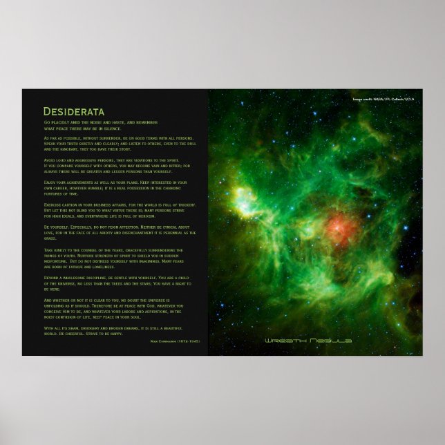 Desiderata - Wreath Nebula, Barnard 3, Milky Way Poster (Front)