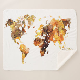 Design 102 World Map Sherpa Blanket