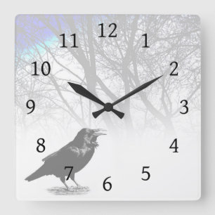 Design 12 Crow Raven Square Wall Clock