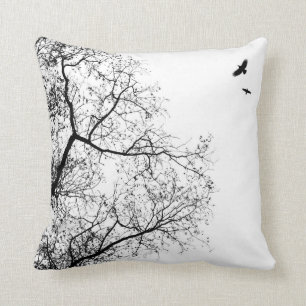 Design 24 Trees and Birds Crow Raven Throw Pillow