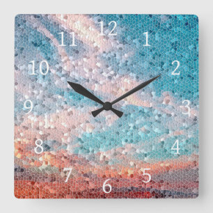 Design 29 Mosaic Turquoise Square Wall Clock
