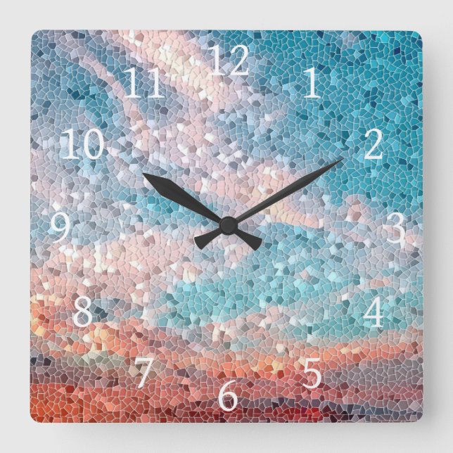 Design 29 Mosaic Turquoise Square Wall Clock (Front)