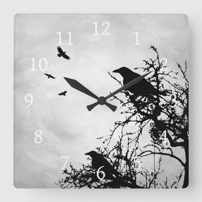 Design 43 Crow Bird Square Wall Clock (Front)
