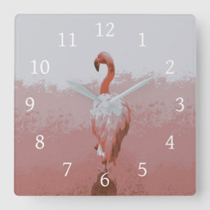 Design 60 flamingo bird square wall clock