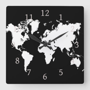 Design 69 World Map Square Wall Clock
