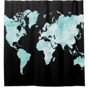 Design 72 black aqua blue world map