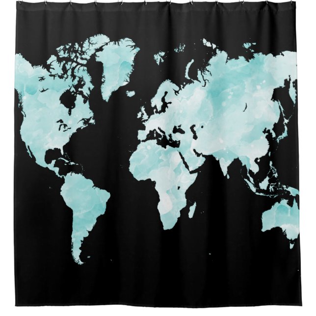 Design 72 black aqua blue world map (Front)