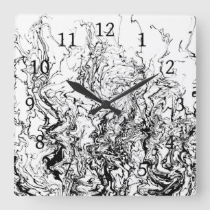 Design 80 black white abstract square wall clock