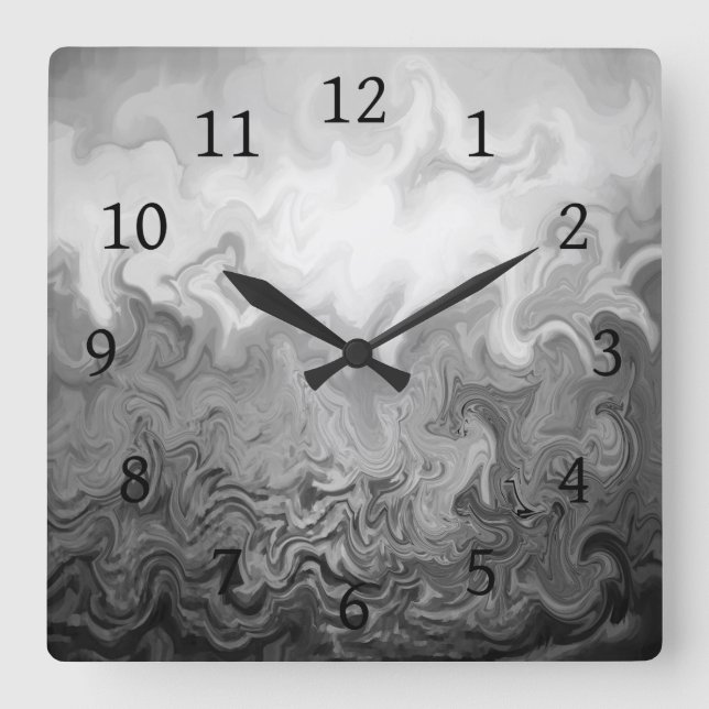 Design 83 grey abstract square wall clock (Front)