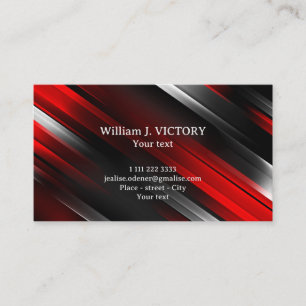 Design abstrait rouge argent noir carte de visite