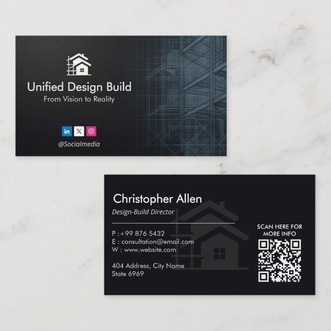 Design-Build Firms Business | Black Sketch Business Card