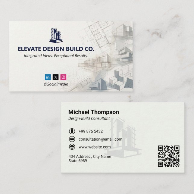 Design-Build Firms Business | White Sketch Card (Front/Back)