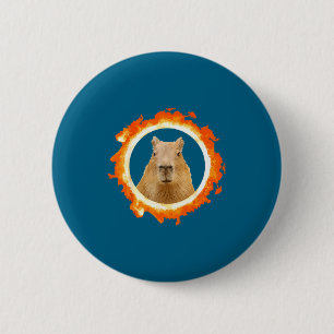 Design Capybara Eclipse Meme Solar Animal 2 Inch Round Button
