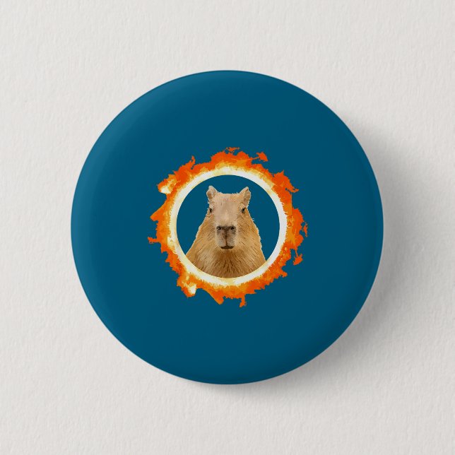 Design Capybara Eclipse Meme Solar Animal 2 Inch Round Button (Front)