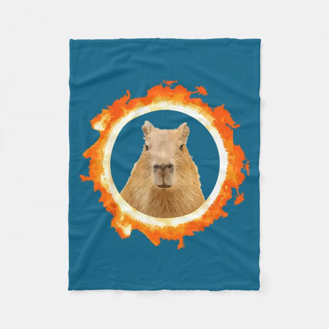 Design Capybara Eclipse Meme Solar Animal Fleece Blanket (Front)
