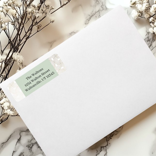 Design circulaire or/beige (Green and Gold Return Address Label)