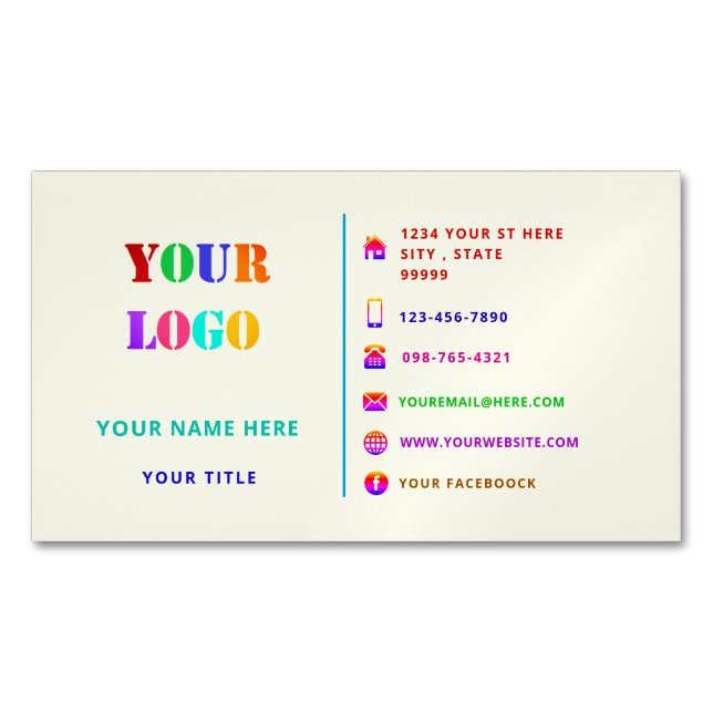 Design coloré logo personnalisé Carte de visite ma (devant)