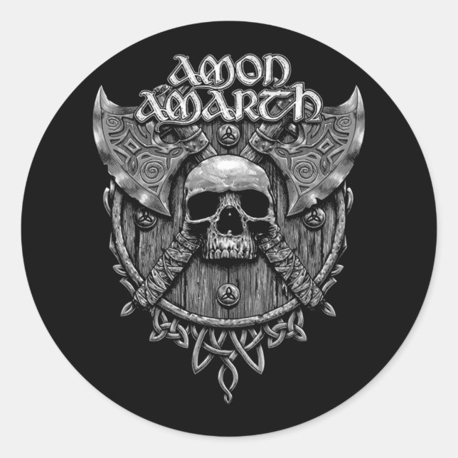 Design Cool of Amon Amarth Band Rock Grey Skull' Classic Round Sticker (Front)