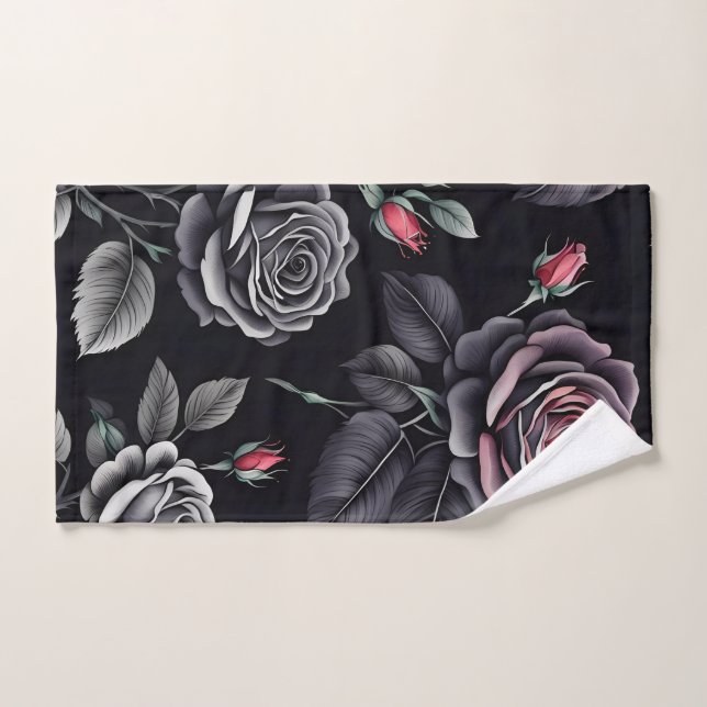 Design d'art floral Rose sombre (Serviette à main)