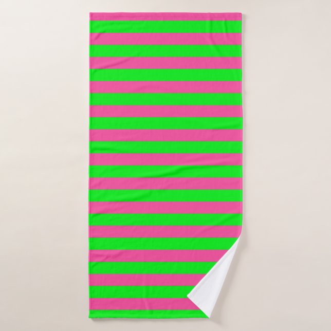 Design de bandes rose et verte (Serviette de bain)