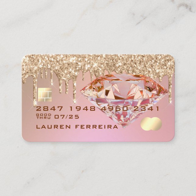 Design de carte de crédit rose Diamond (Devant)